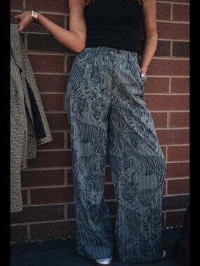 Dressed In Lala Big Cat Pinstripe Trousers